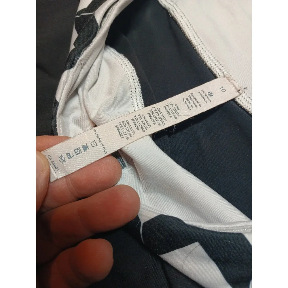 Lululemon Run For Your Life Crop Size 10 Leggings Chevron Black‎ Yoga Running